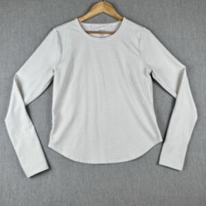 Thrive Black‎ Stripe Shirt Womens Large Long Sleeve Top Thumb Hole Sleeve